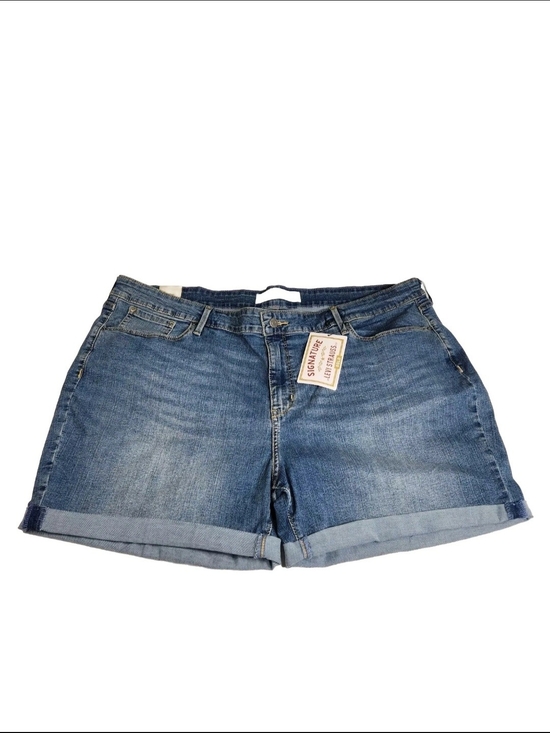 Signature by Levi Strauss Pants - Levi Strauss Signature Womens Plus Size 24W 37 Mid Rise Denim Cuffed Shorts 03
